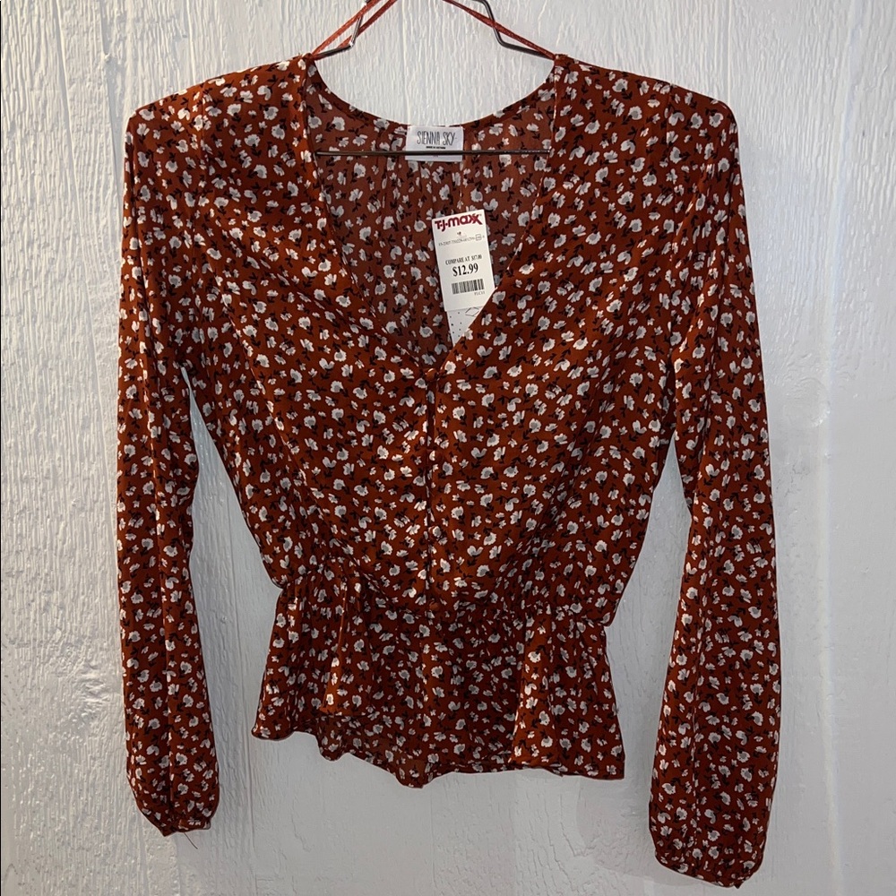 Floral Button-Up Peplum Top